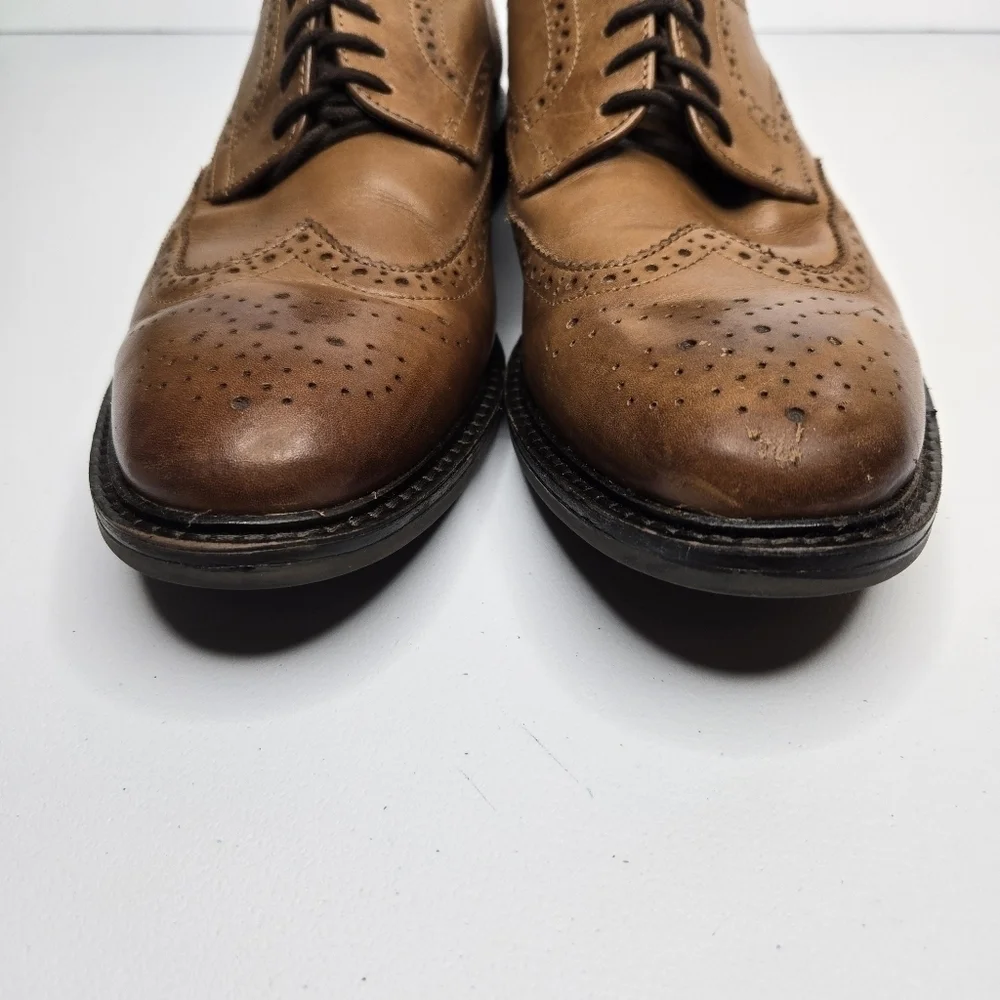 Alfani Men's Geoff Leather Brown Wingtip Oxford Dress Shoes Size 8 WPL 8046